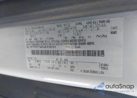 2018 Ford Transit-250 z USA, uszkodzony, nr VIN 1FTYR1YM5JKA50761